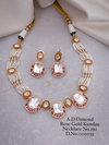5 AD Designer Diamond Rose Gold Kundan Necklace Wholesale Price In Surat
